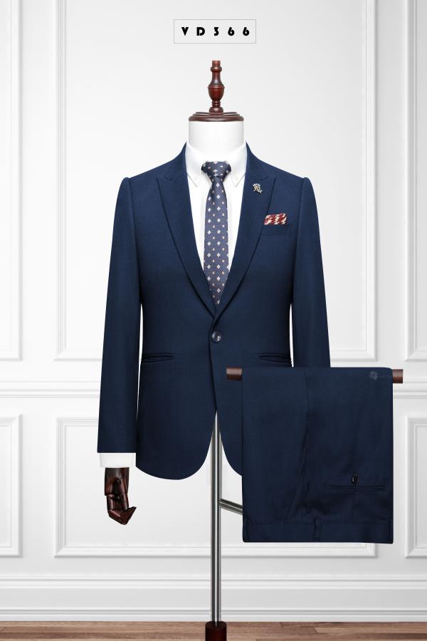 366 Bộ Vest Xanh Đen Gân Dày 1 Nút #0